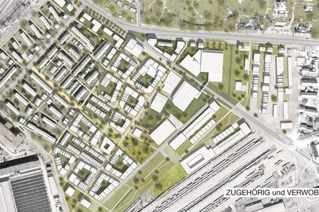 Lageplan urbanes Quartier am Hauptgüterbahnhof weitere Arbeit - Beitrag 1014