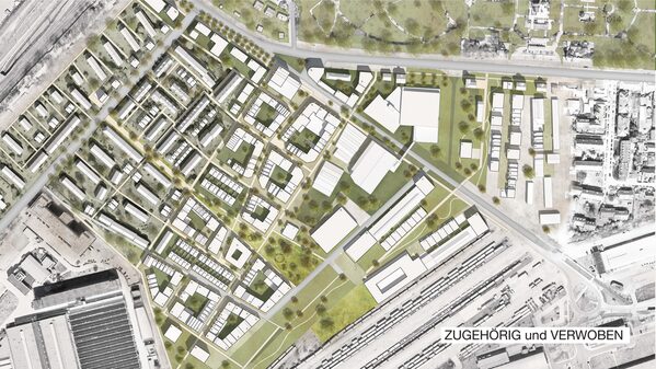 Lageplan urbanes Quartier am Hauptgüterbahnhof weitere Arbeit - Beitrag 1014 (Wird bei Klick vergrößert)