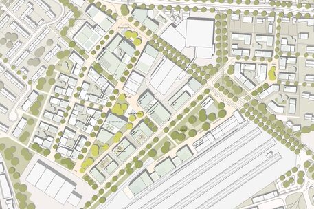 Lageplan urbanes Quartier am Hauptgüterbahnhof weitere Arbeit - Beitrag 1019