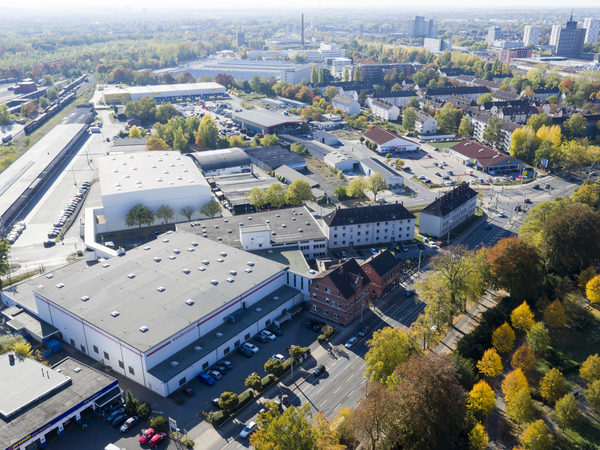 Foto aus Drohnenüberflug des ehemaligen Hauptgüterbahnhofs