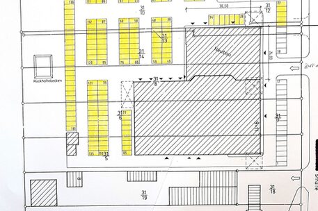 Lageplan mit eingezeichneten Baulastenflächen