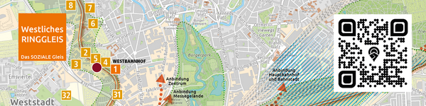 Ausschnitt aus der Karte des Ringgleises mit QR-Code (Wird bei Klick vergrößert)
