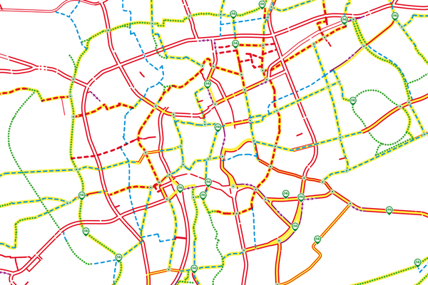 Radwege, Radrouten, Radfahrziele, Fahrradstraßen