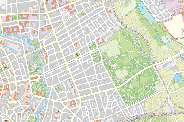 Ausschnitt aus dem Stadtplan - farbige Standardausgabe RBE3-plus (Wird bei Klick vergrößert)
