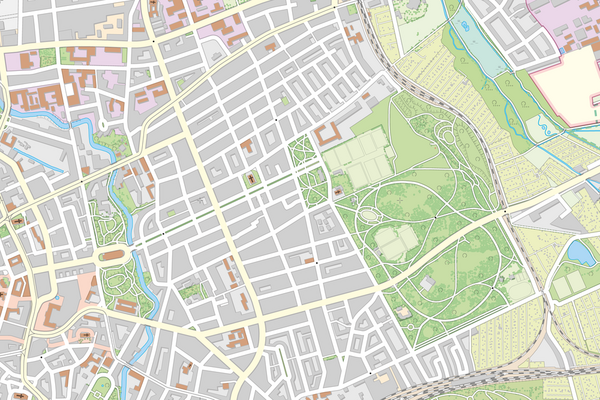 Ausschnitt aus dem Stadtplan - farbige Standardausgabe RBE3-plus (Wird bei Klick vergrößert)