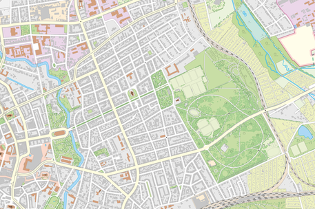 Ausschnitt aus dem Stadtplan - farbige Detailausgabe RBE3-plus