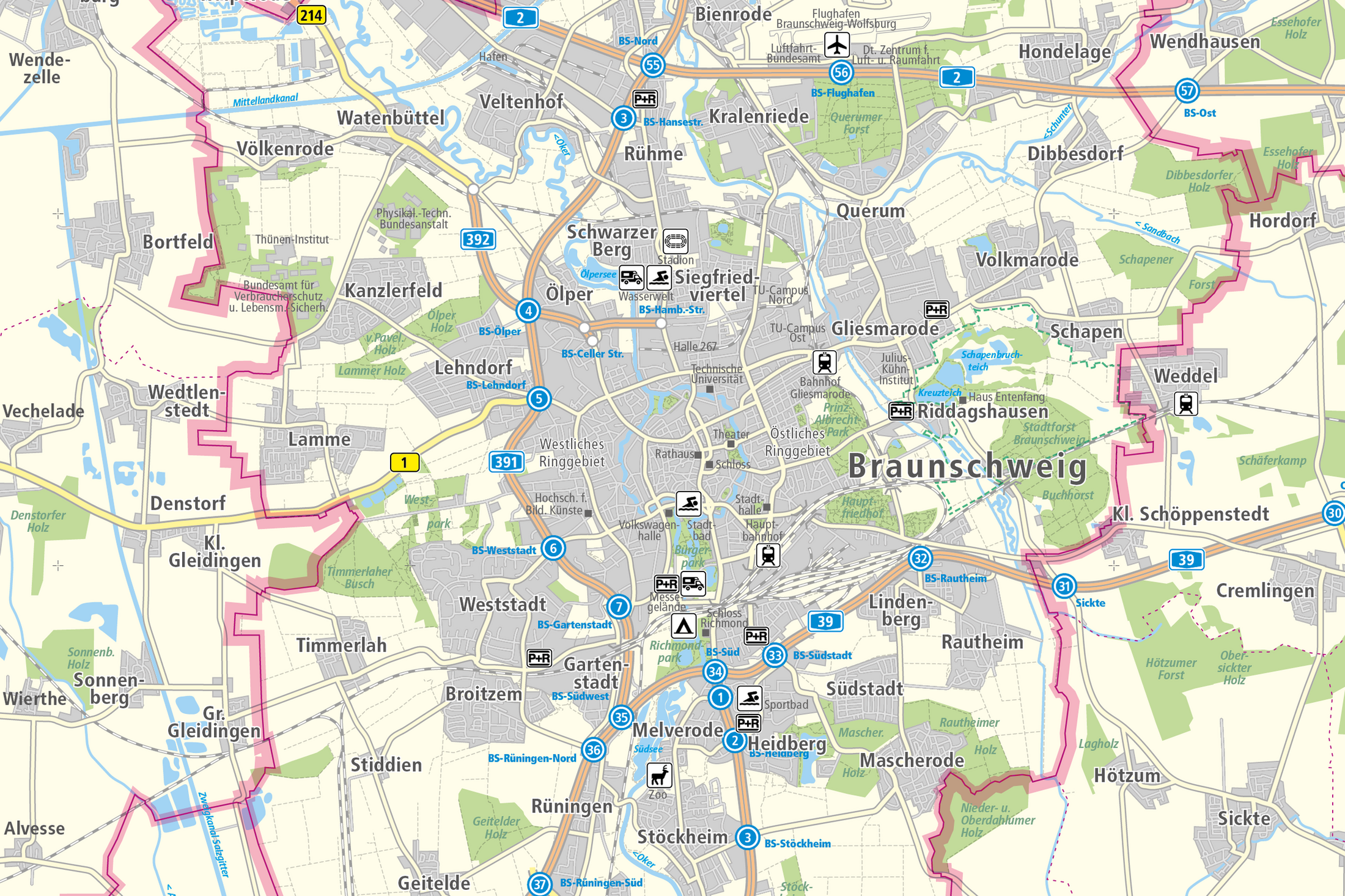 Ausschnitt aus der Regionalkarte (Wird bei Klick vergrößert)