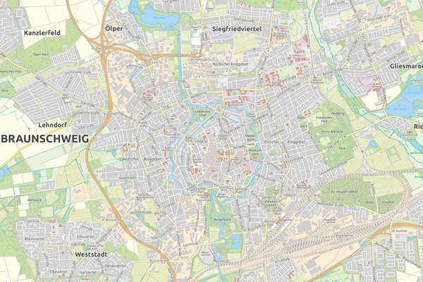 Ausschnitt aus der Stadtübersichtskarte 1:40000 (Wird bei Klick vergrößert)