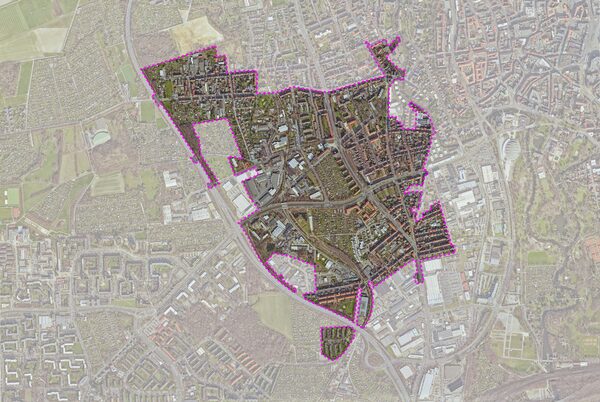 Sanierungsgebiet Soziale Stadt - Westliches Ringgebiet nach der 3. Teilaufhebung (Wird bei Klick vergrößert)