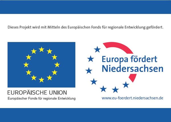 EFRE-Schild für geförderte Maßnahmen durch die EU (Wird bei Klick vergrößert)