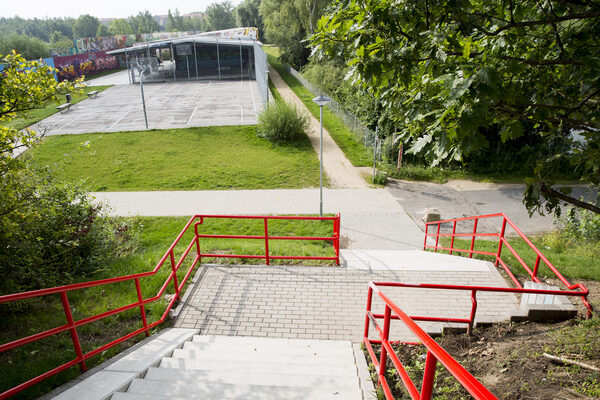 Treppe von der Münchenstraße aus gesehen (Wird bei Klick vergrößert)