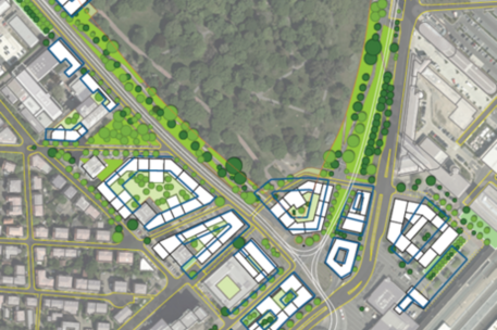 Schematische Ansicht des Bahnhofsquartiers