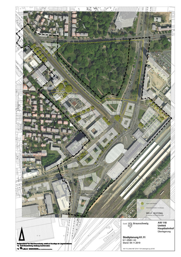 Überlagerung der neu geplanten Fläche mit dem aktuellen Lageplan (Wird bei Klick vergrößert)