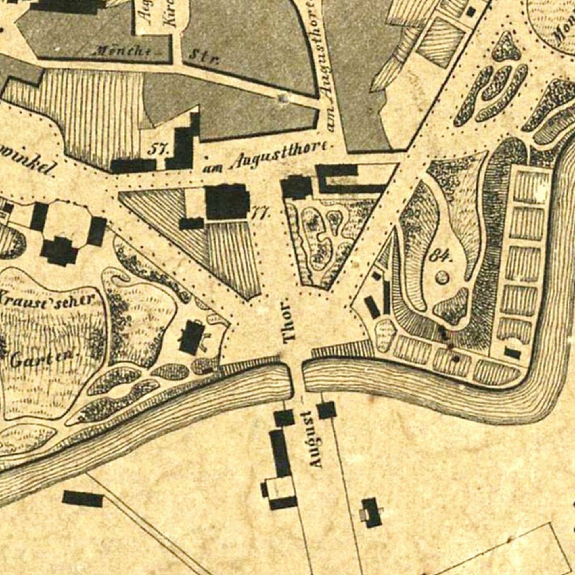 Augusttorbrücke, Stadtplan, 1841 (Wird bei Klick vergrößert)