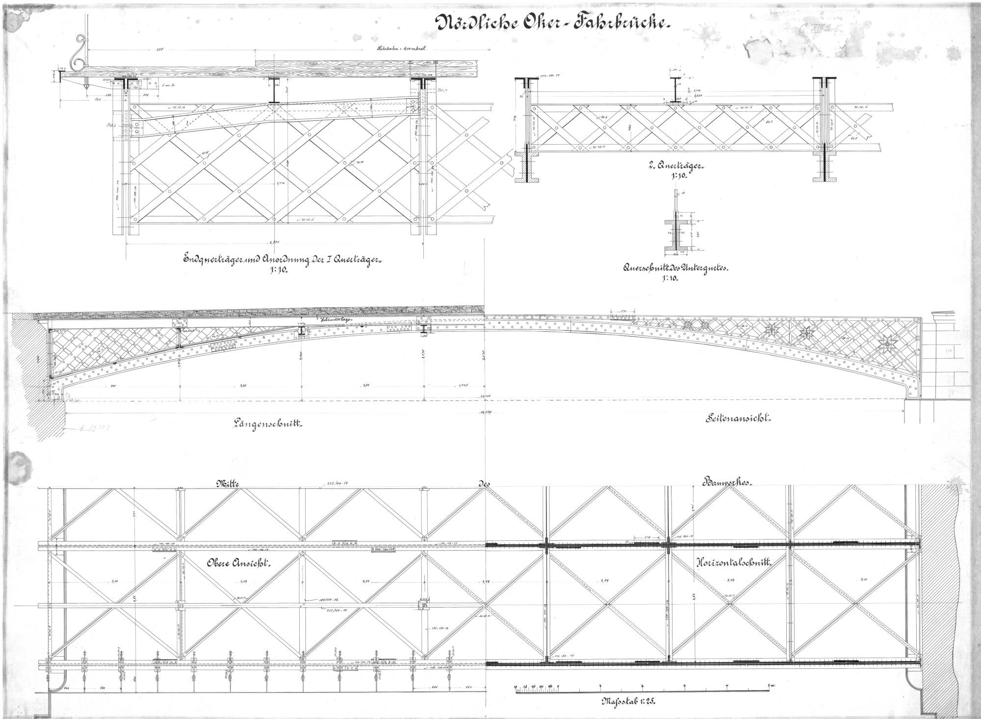 Bahnhofsbrücke, Brückenträger, Planzeichnung, um 1880 (Wird bei Klick vergrößert)
