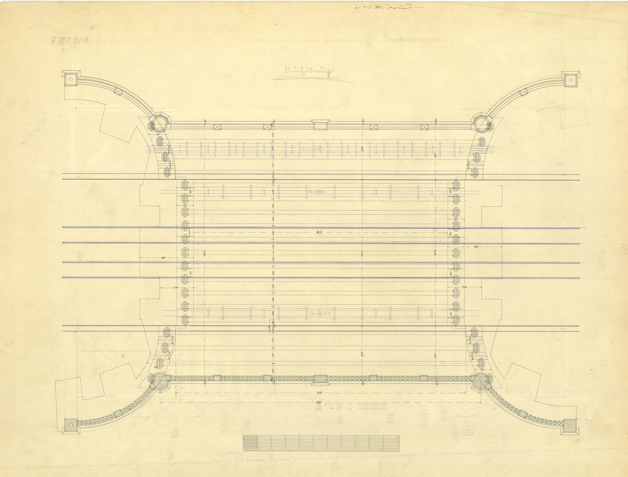 Fallerslebertorbrücke, Ausführungsplan, Draufsicht,1904 (Wird bei Klick vergrößert)