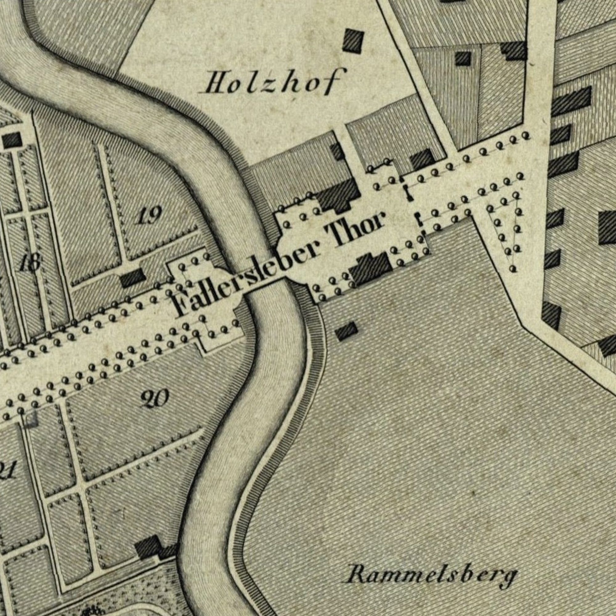 Fallerslebertorbrücke, Stadtplan, 1826 (Wird bei Klick vergrößert)