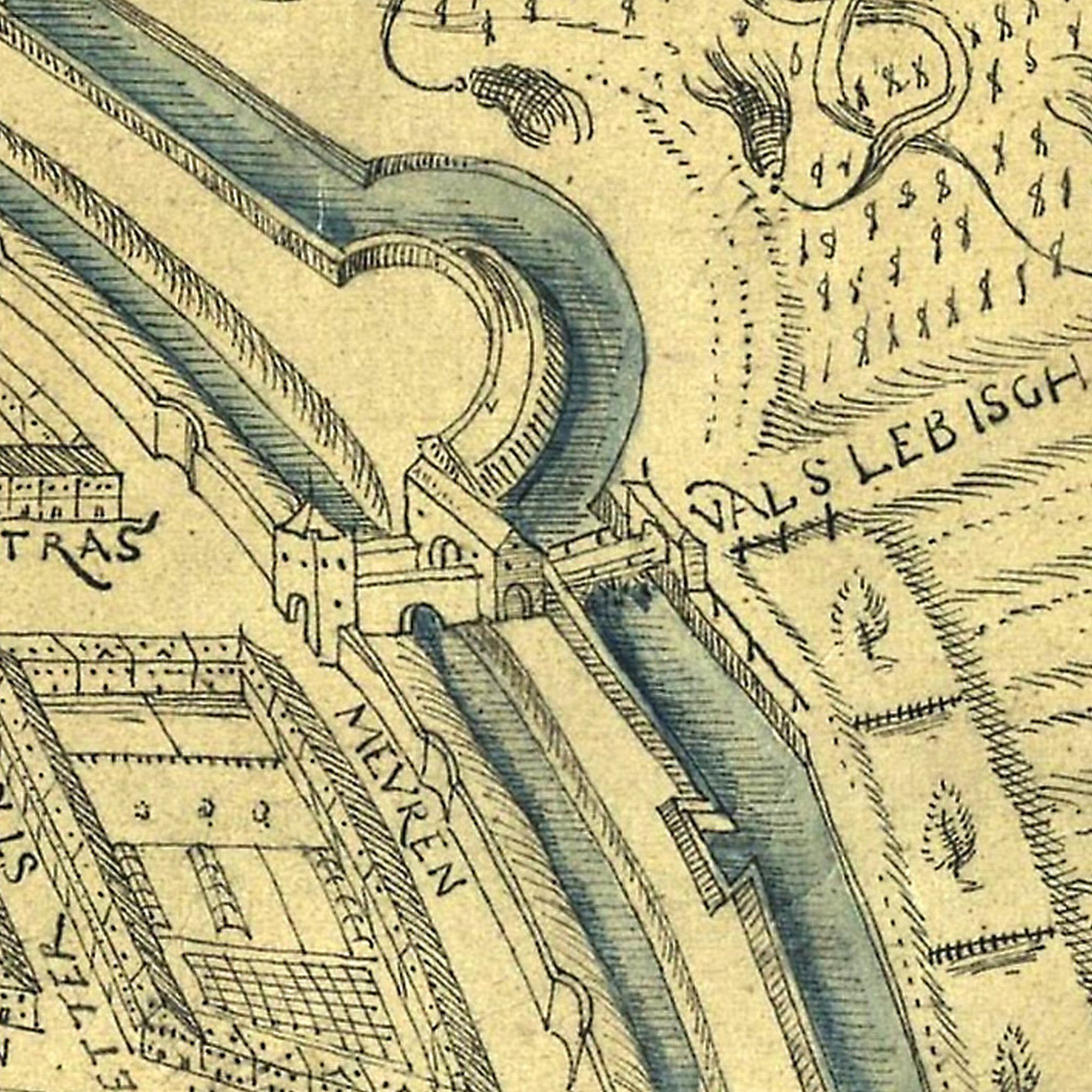 Fallerslebertorbrücke, Stadtplan, 1606 (Wird bei Klick vergrößert)