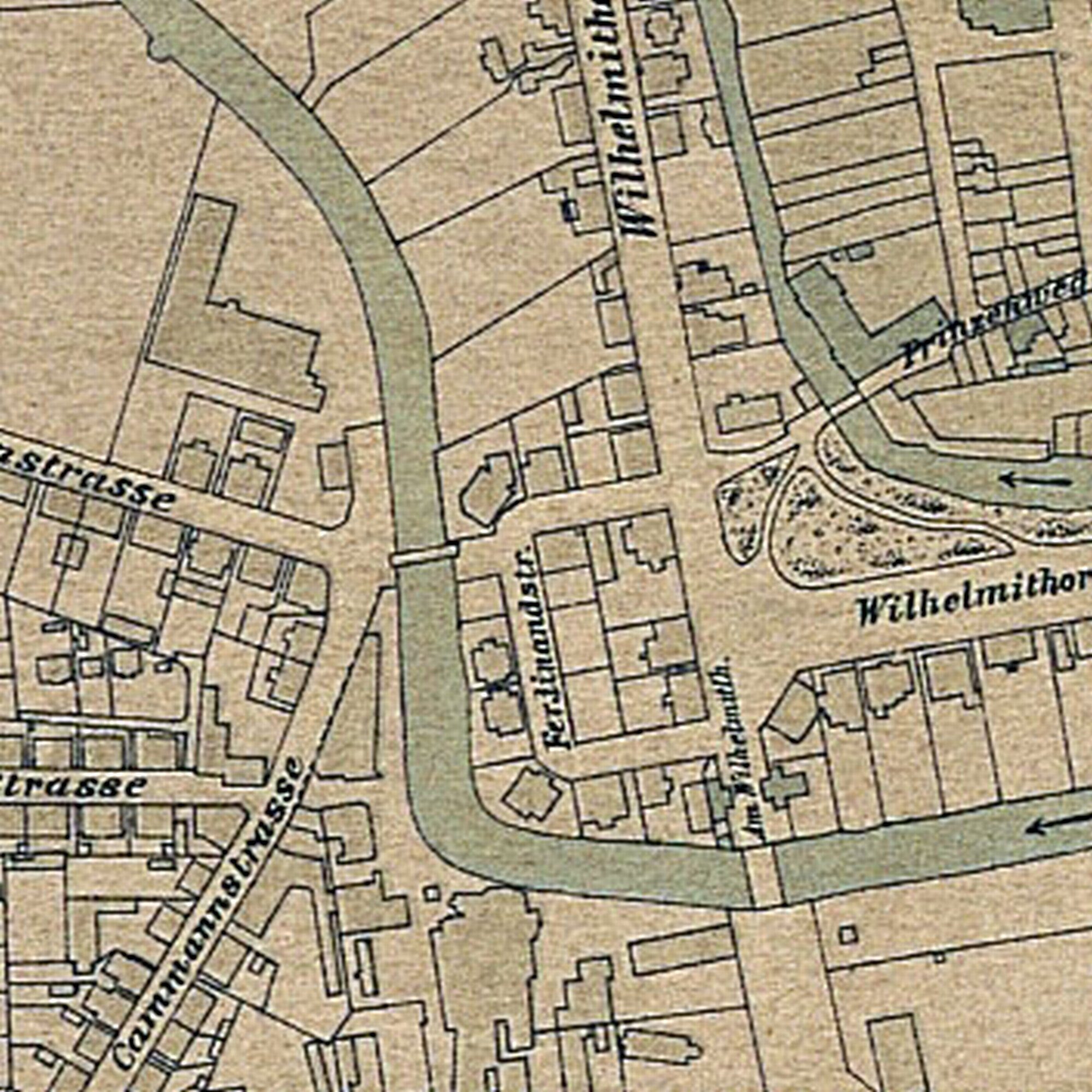 Ferdinandbrücke, Ortsbauplan, 1889 (Wird bei Klick vergrößert)