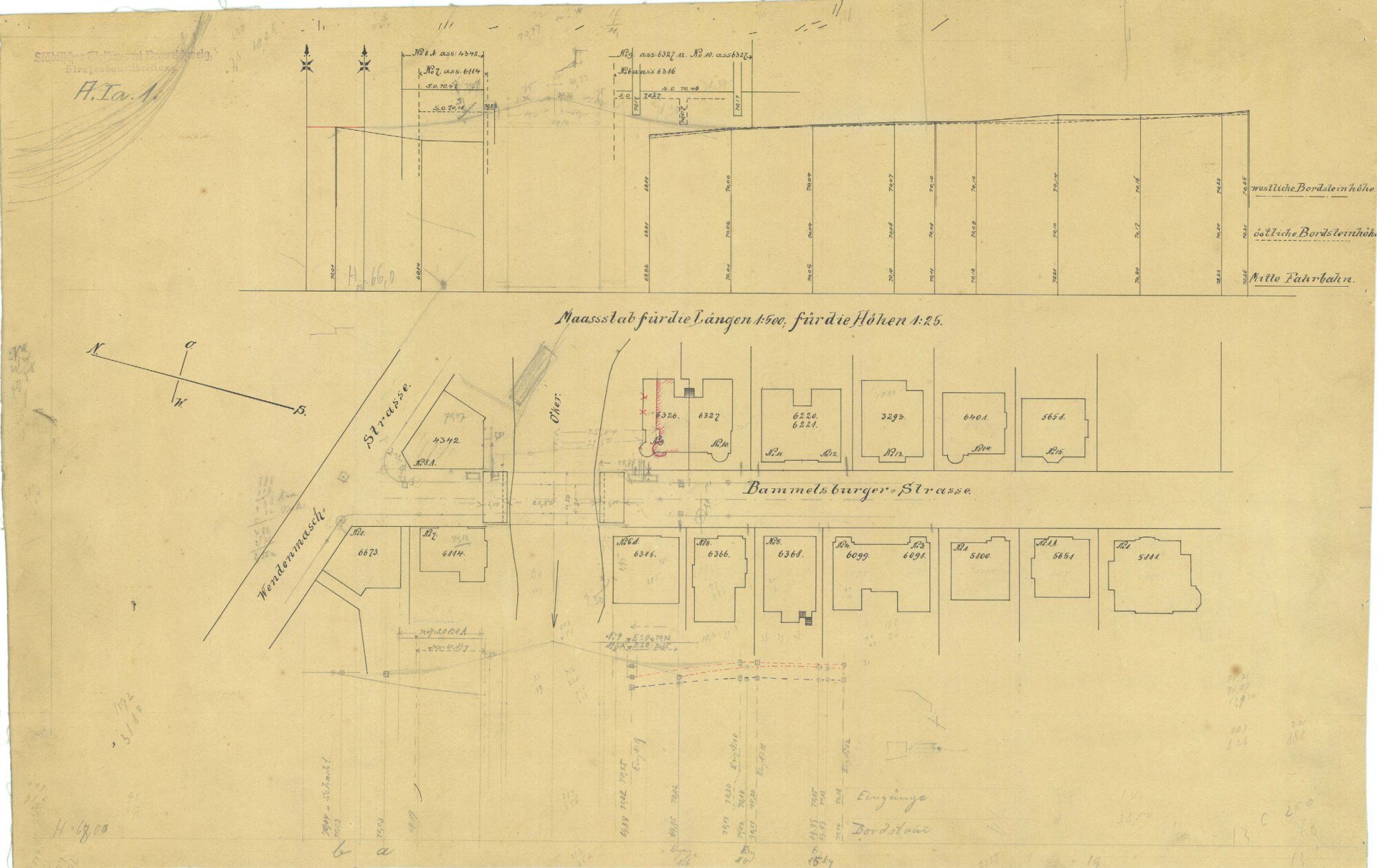 Gaußbrücke, Lageplan, 1902 (Wird bei Klick vergrößert)