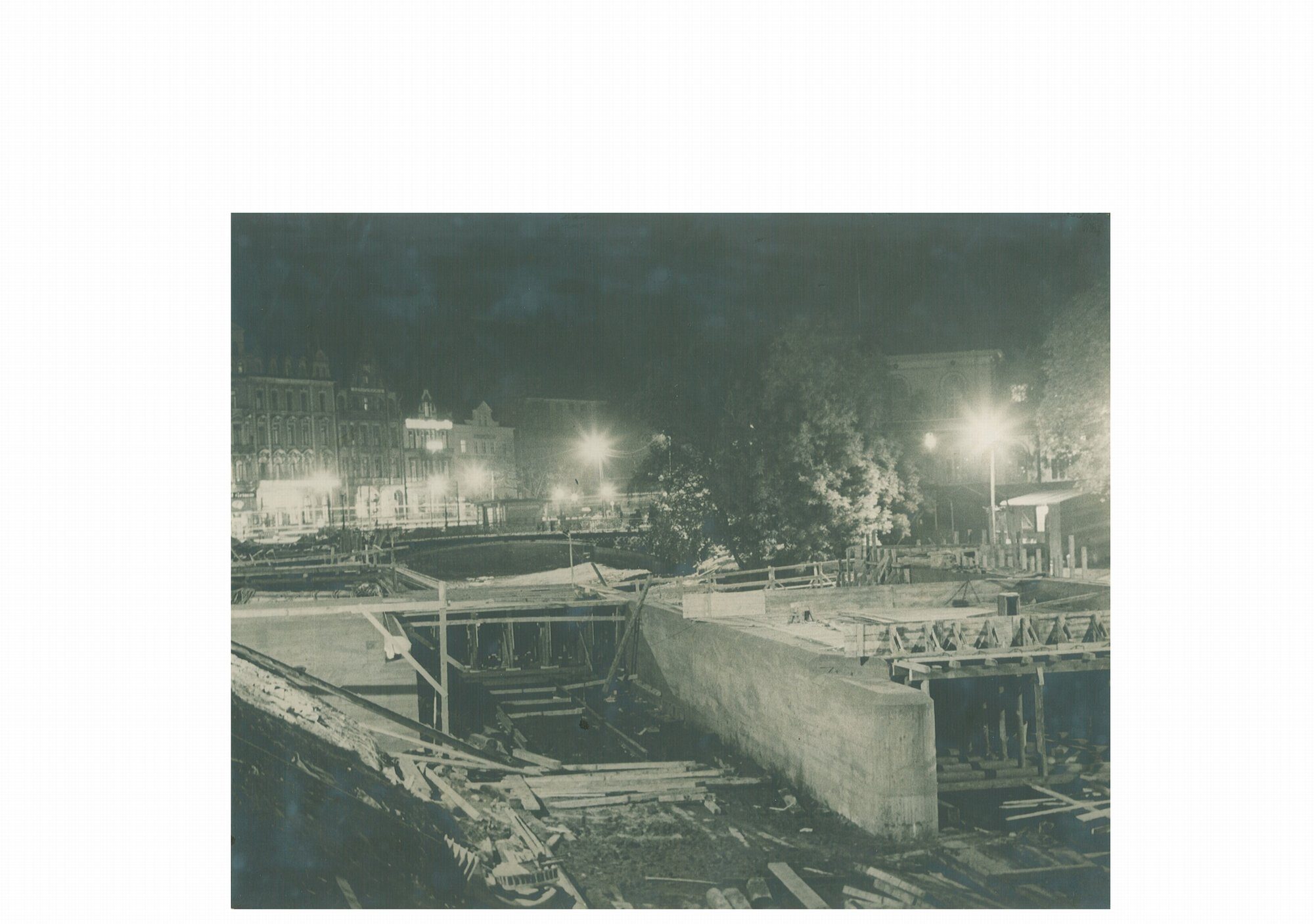 Gieselerbrücke, Baustelle, Westansicht, um 1935 (Wird bei Klick vergrößert)