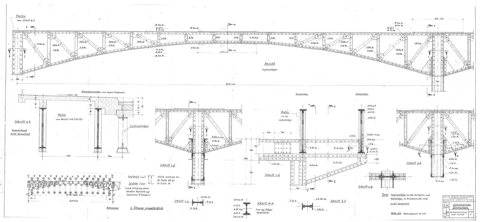 Hohetorbrücke, Detailzeichnung Stahlträger Gehweg, 2003 (Wird bei Klick vergrößert)