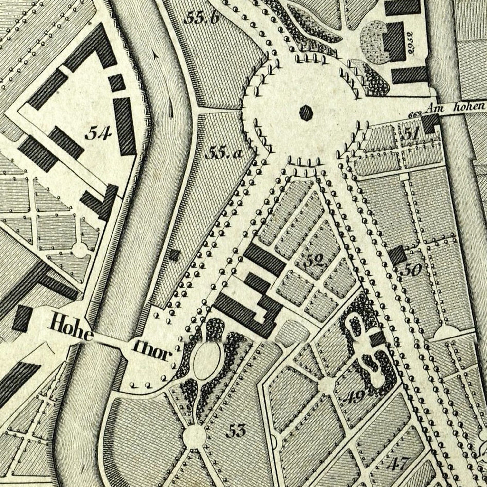 Hohetorbrücke, Stadtplan, 1826 (Wird bei Klick vergrößert)