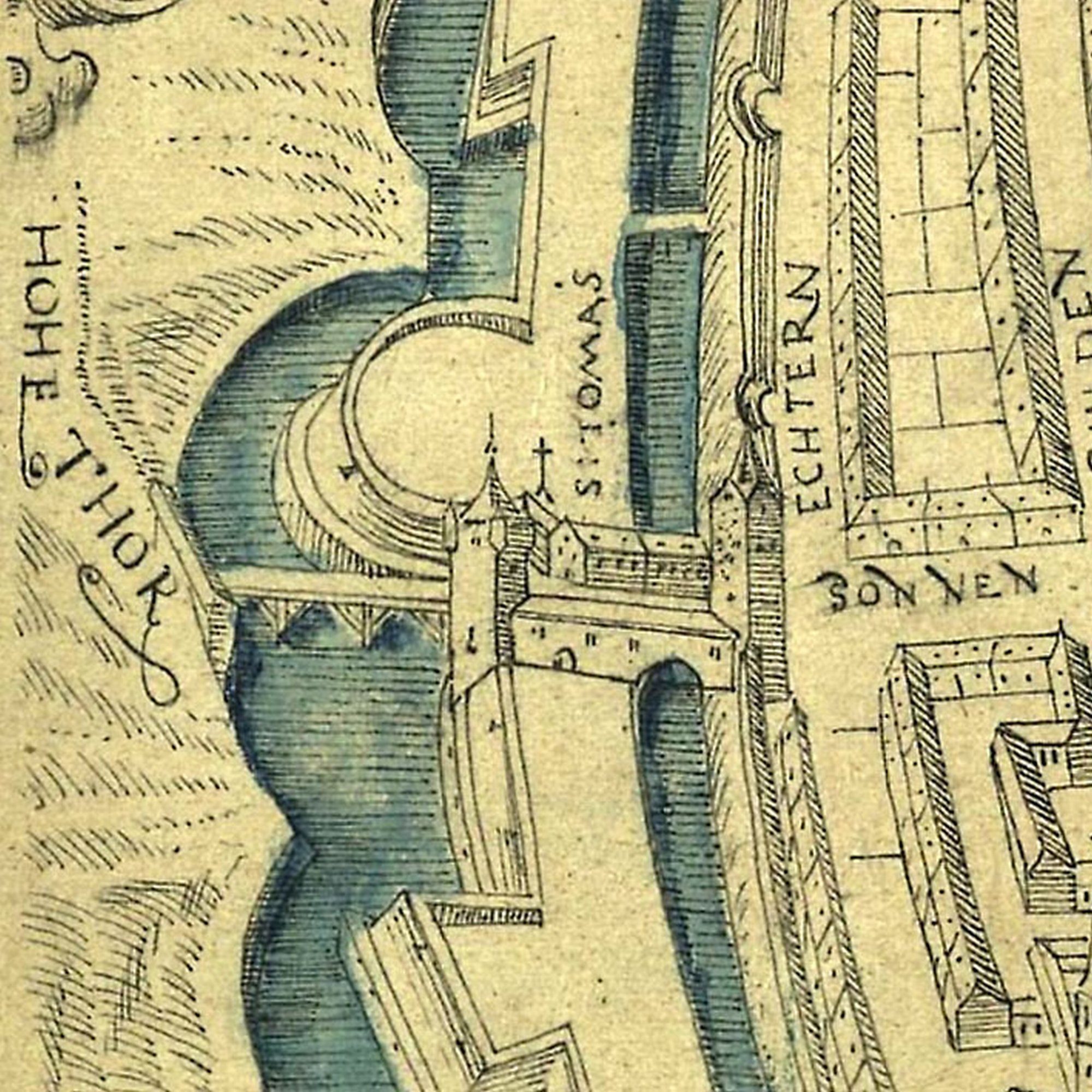 Hohetorbrücke, Stadtplan, 1606 (Wird bei Klick vergrößert)