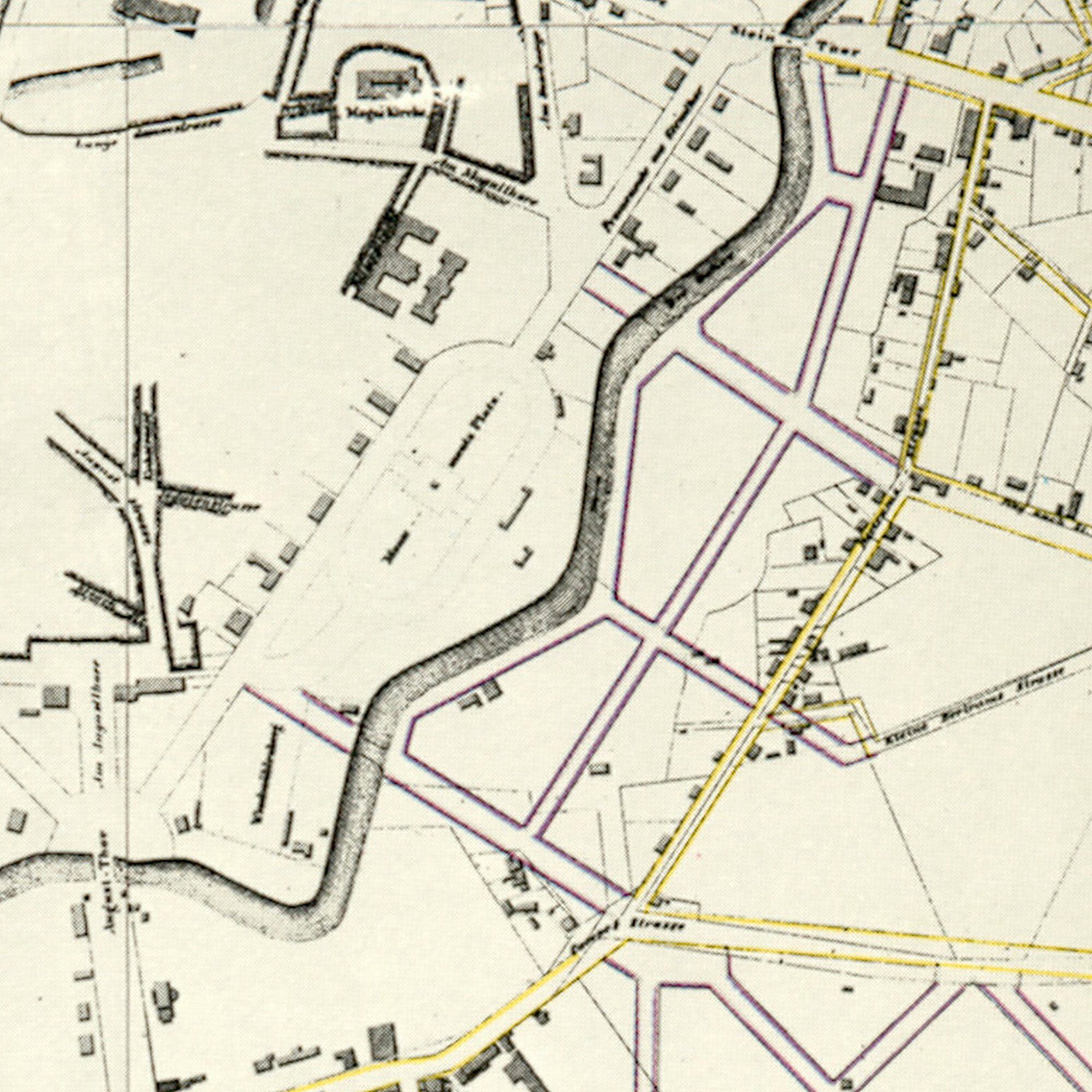 Ottmerbrücke, Lageplan, 1870 (Wird bei Klick vergrößert)