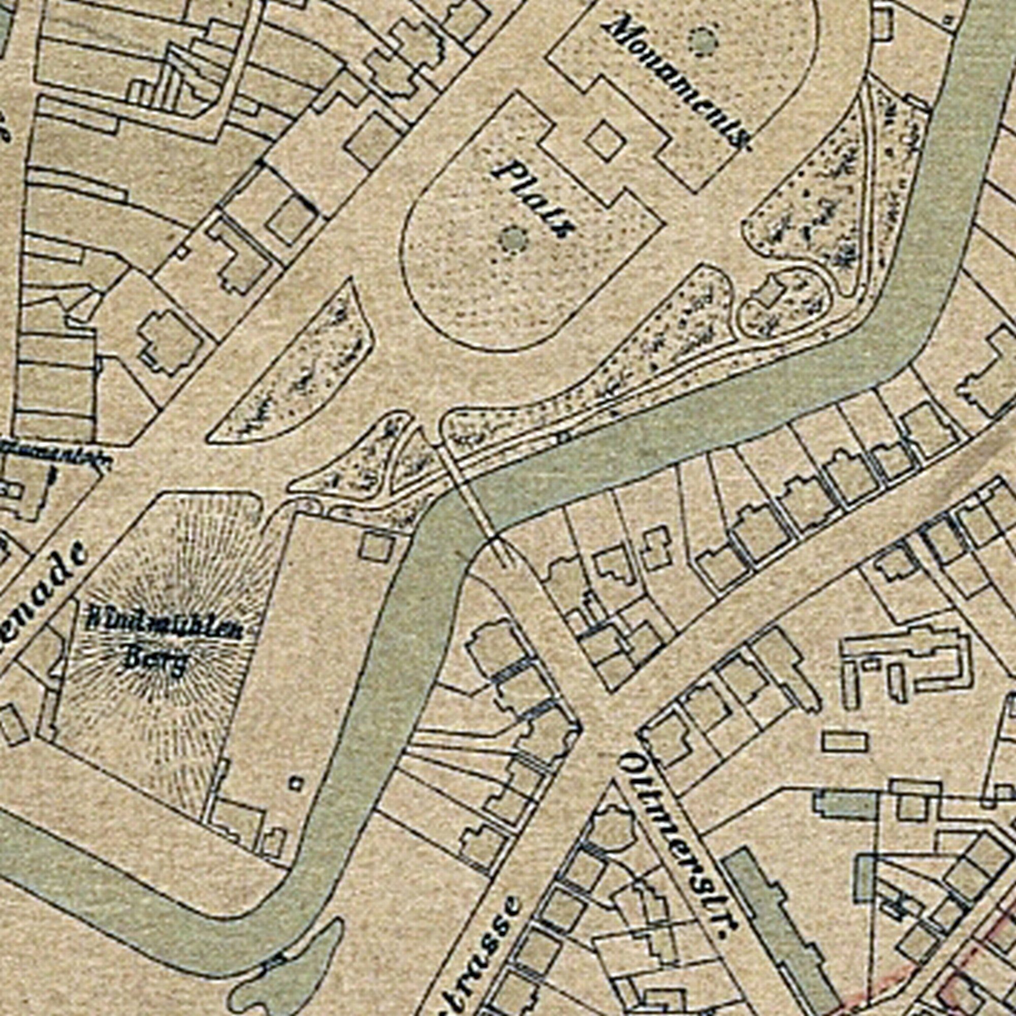 Ottmerbrücke, Ortsbauplan, 1889 (Wird bei Klick vergrößert)