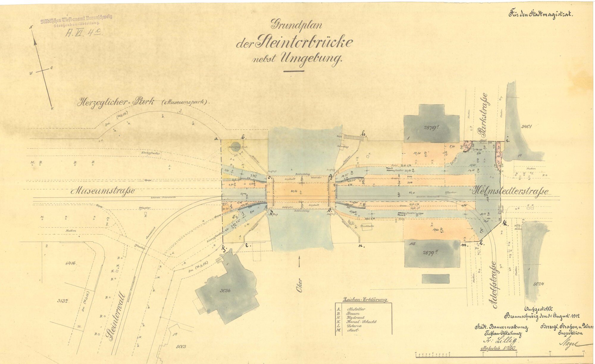 Steintorbrücke, Grundplan, 1912 (Wird bei Klick vergrößert)