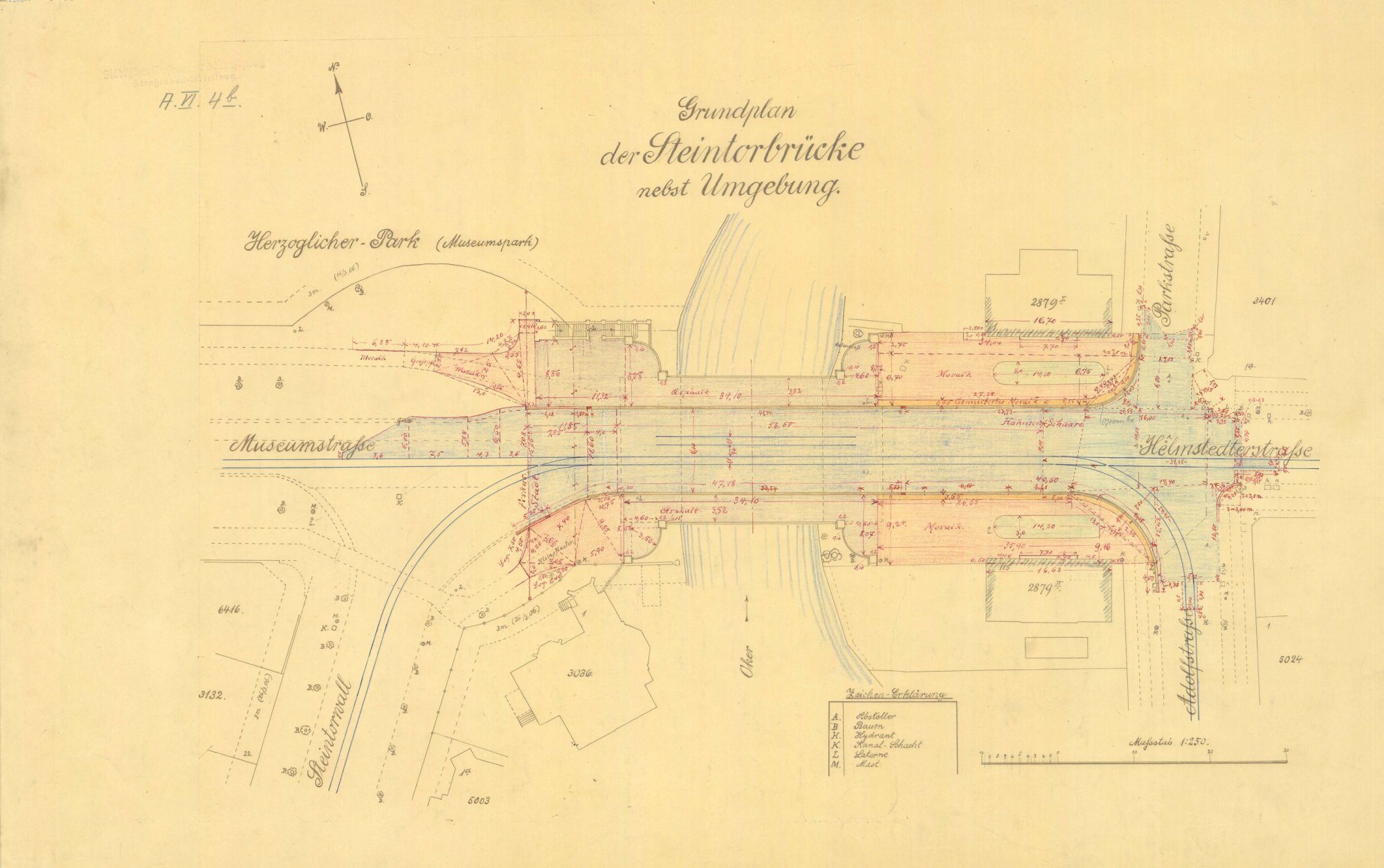 Steintorbrücke, Grundplan, 1914 (Wird bei Klick vergrößert)