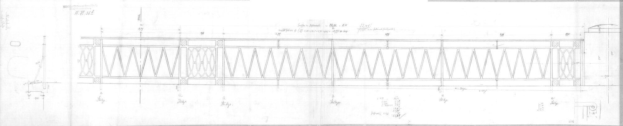 Steintorbrücke, Längsgeländer, 1914 (Wird bei Klick vergrößert)