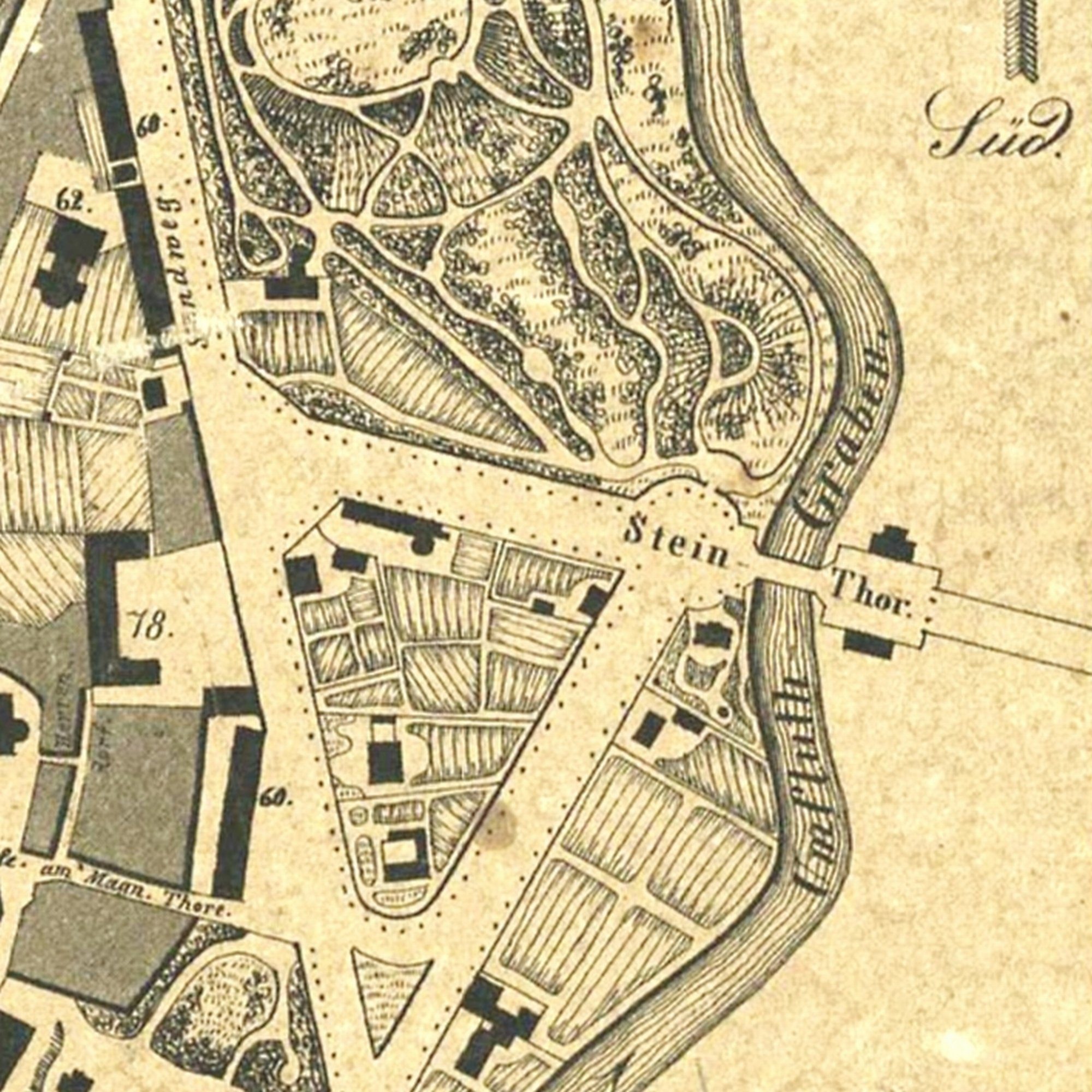 Steintorbrücke, Stadtplan, 1841 (Wird bei Klick vergrößert)
