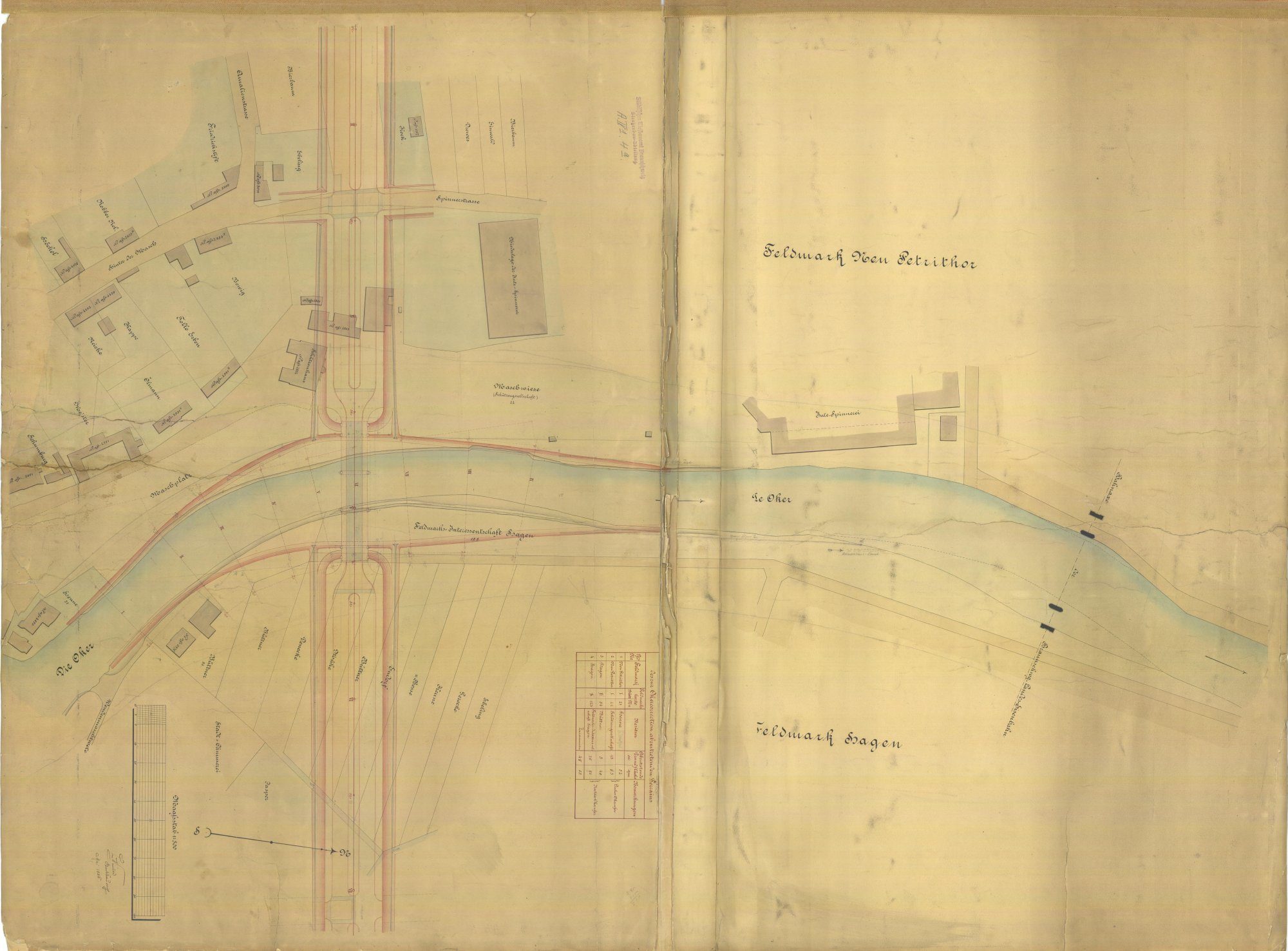 Wendenringbrücke, Planung des nördlichen Rings, Lageplan, 1886 (Wird bei Klick vergrößert)