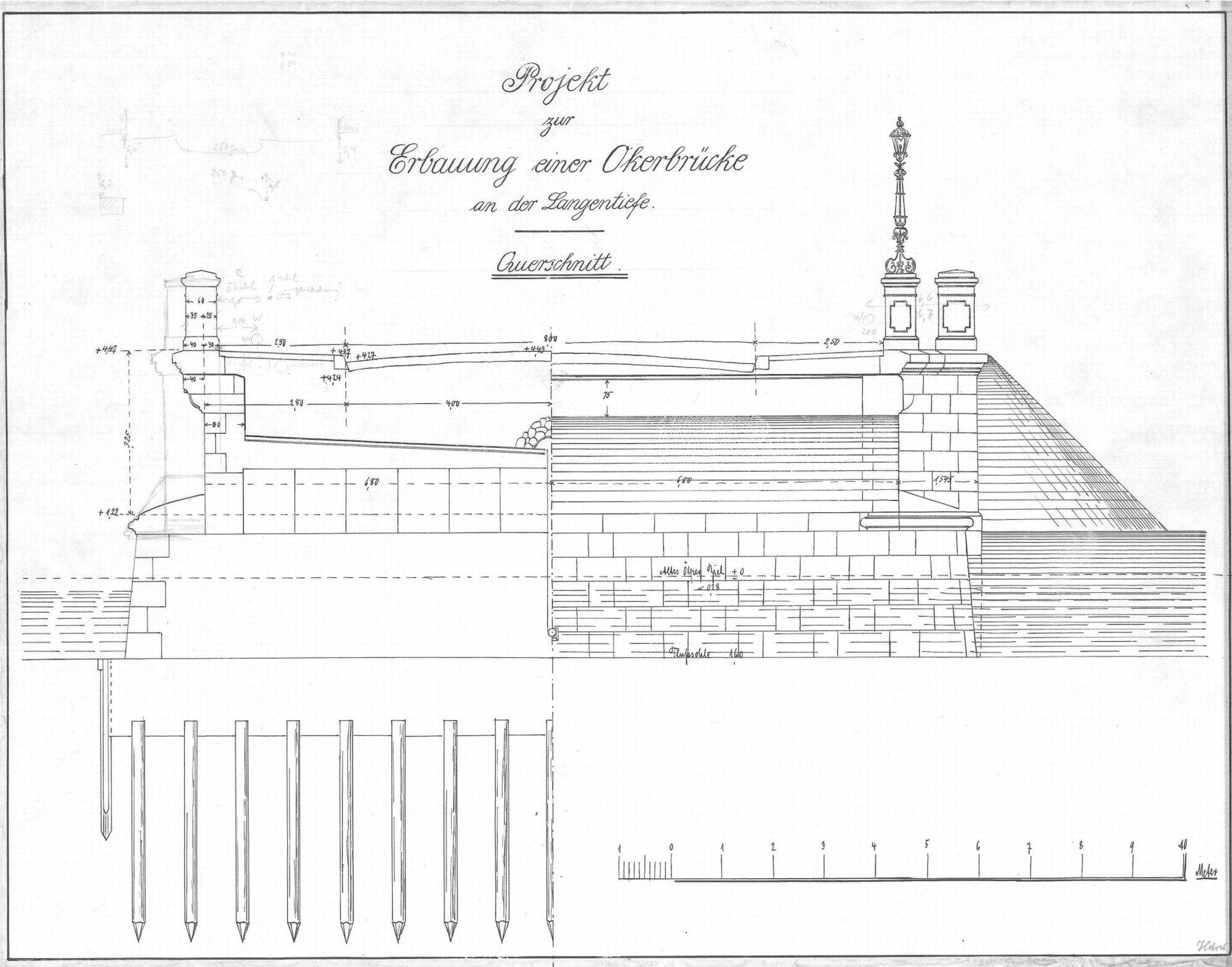 Wendenringbrücke, Querschnitt, 1889 (Wird bei Klick vergrößert)