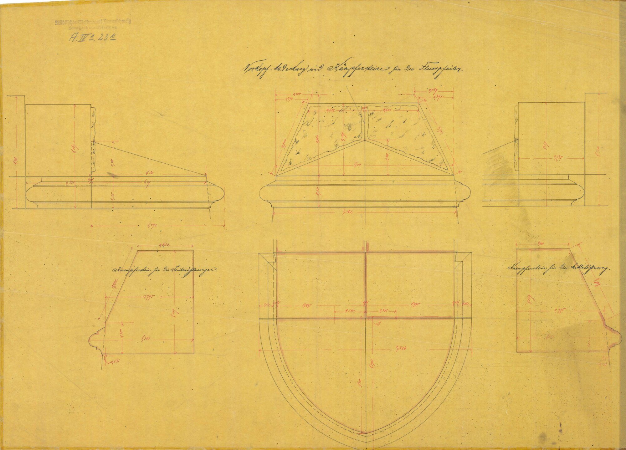 Wendenringbrücke, Details Flusspfeiler, 1889 (Wird bei Klick vergrößert)