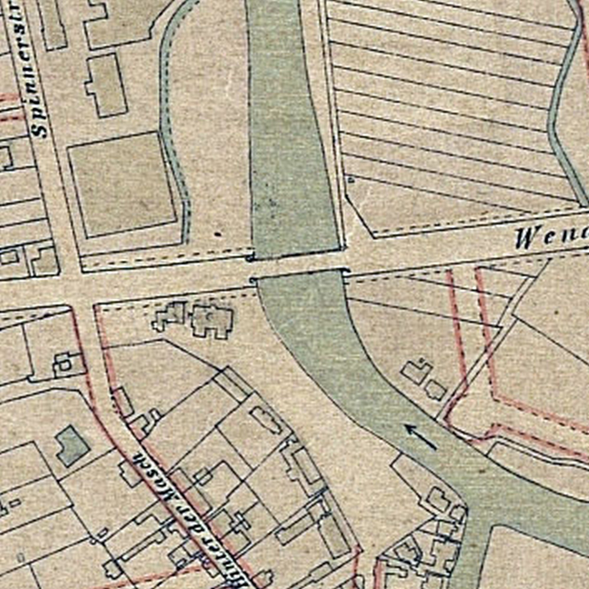 Wendenringbrücke, Ortsbauplan, 1889 (Wird bei Klick vergrößert)