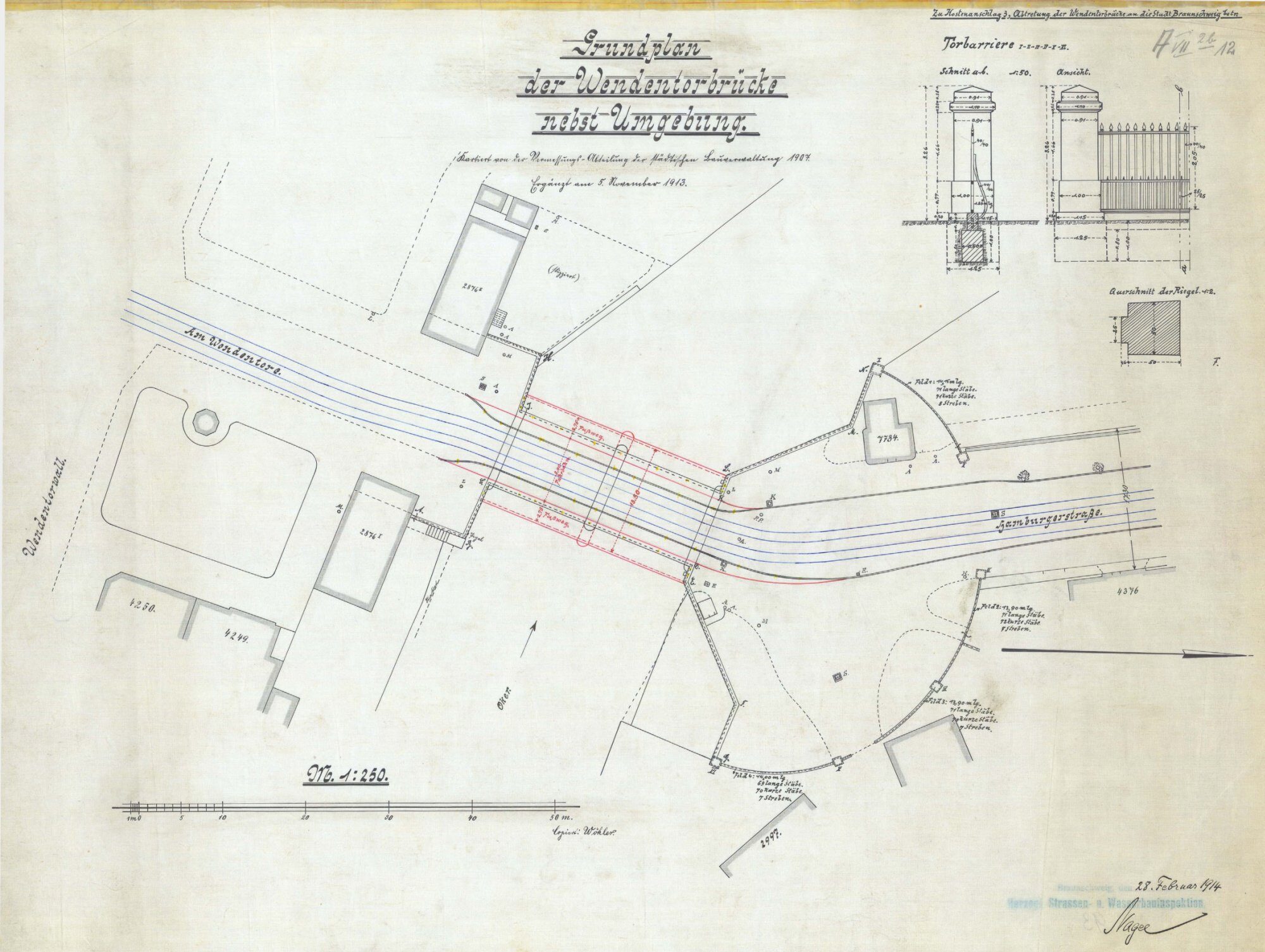 Wendentorbrücke, Grundriss, 1914 (Wird bei Klick vergrößert)