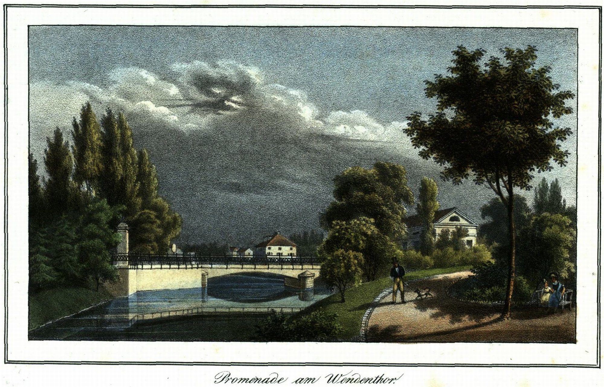 Wendentorbrücke, Westansicht, um 1850 (Wird bei Klick vergrößert)