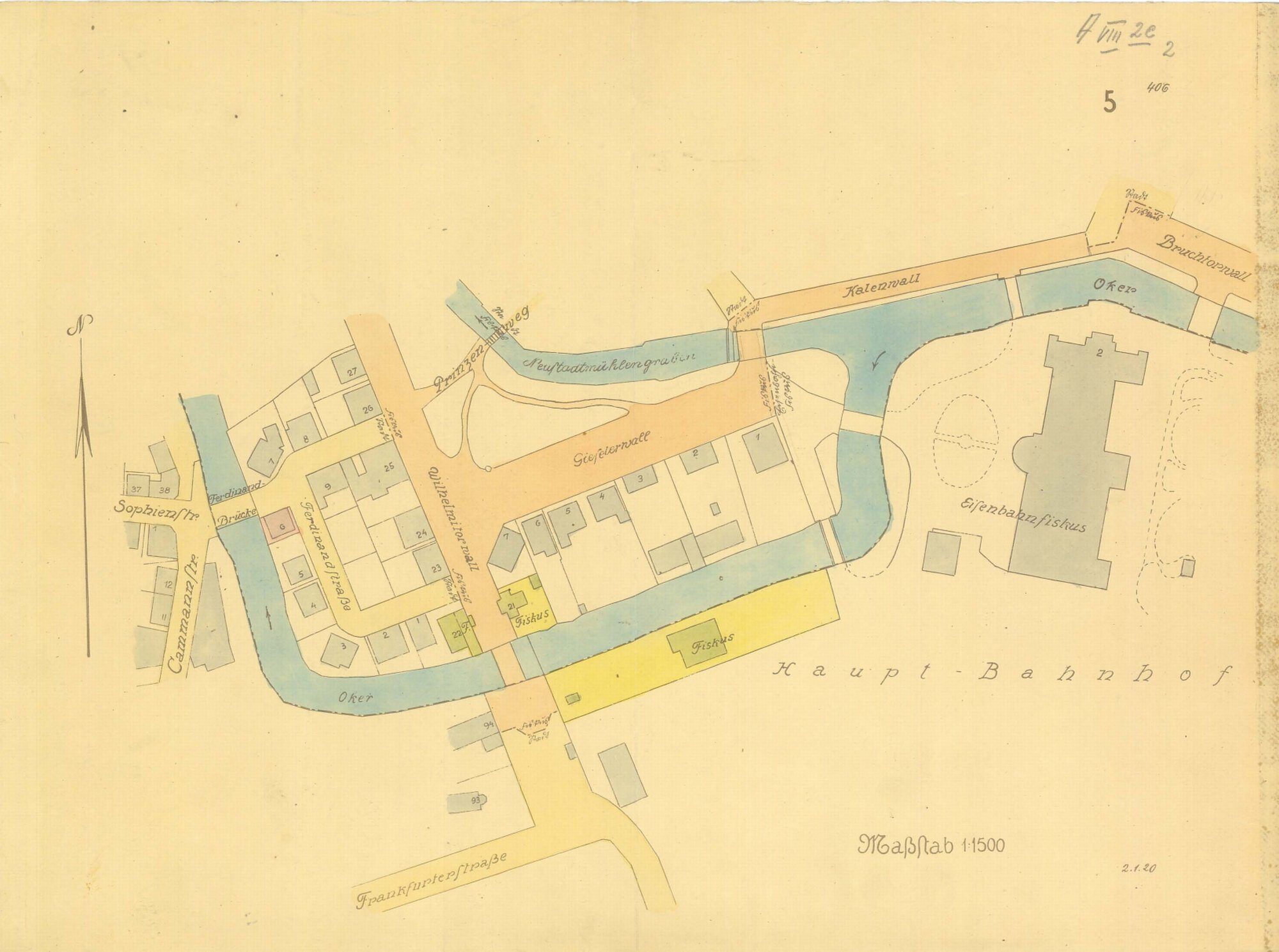 Wilhelmitorbrücke, Lageplan, 1920 (Wird bei Klick vergrößert)