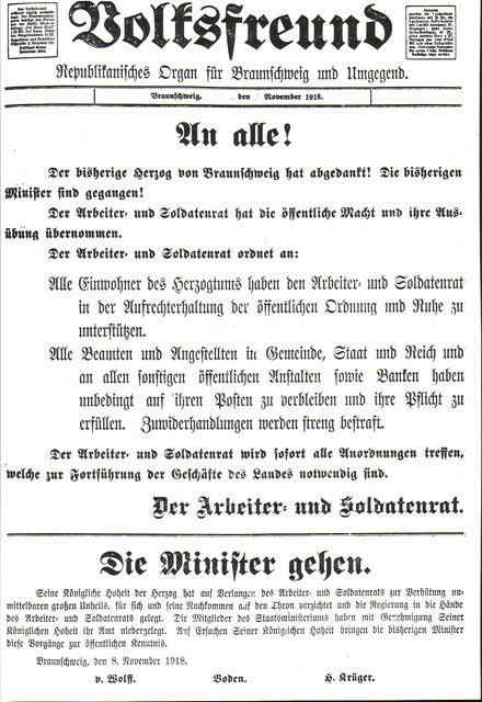 Titelblatt der sozialdemokratischen Zeitung "Volksfreund" (Wird bei Klick vergrößert)