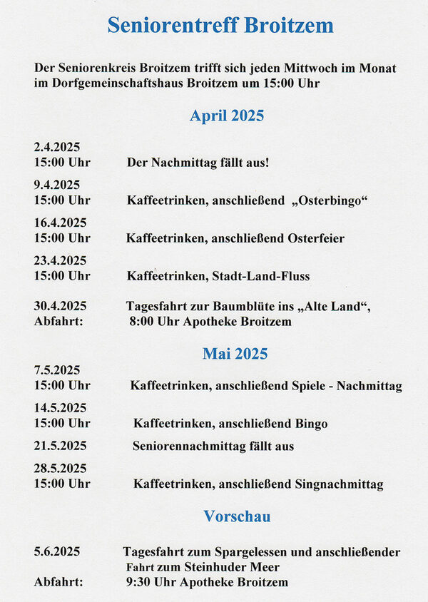 Monatsprogramm des Seniorenkreises (Wird bei Klick vergrößert)