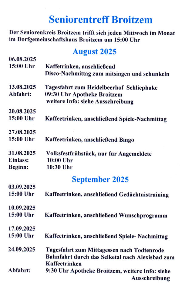 Monatsprogramm des Seniorenkreises (Wird bei Klick vergrößert)