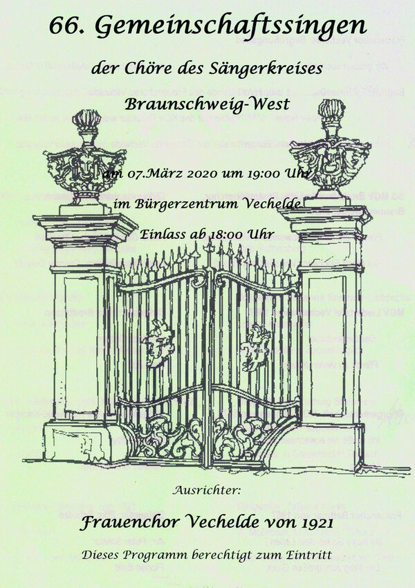 Ankündigung 66. Gemeinschaftssingen (Wird bei Klick vergrößert)