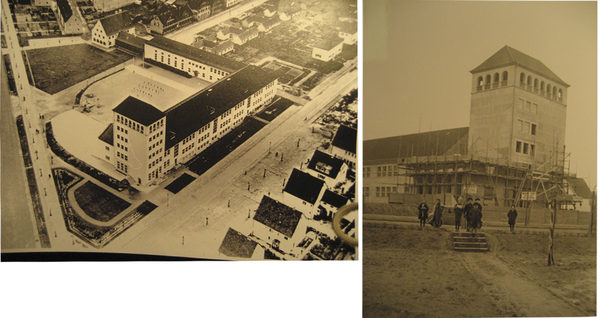Luftbild Schule 1936 - Turm im Bau (Wird bei Klick vergrößert)