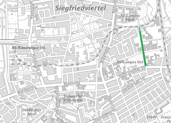 Die Beethovenstraße im Nördlichen Ringgebiet (1 : 40.000) (Wird bei Klick vergrößert)