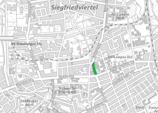 Die Brucknerstraße im Nördlichen Ringgebiet (1 : 40.000) (Wird bei Klick vergrößert)