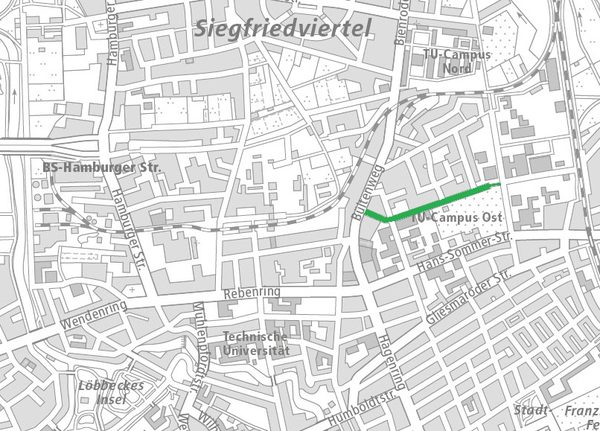 Die Franz-Liszt-Straße im Nördlichen Ringgebiet (1 : 40.000) (Wird bei Klick vergrößert)