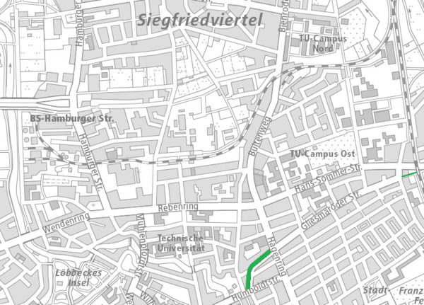 Die Gliesmaroder Straße im Nördlichen Ringgebiet (1 : 40.000) (Wird bei Klick vergrößert)
